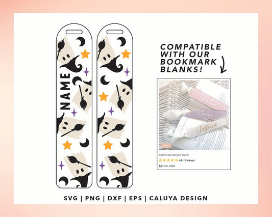 Bookmark Template SVG | Witch Ghost SVG