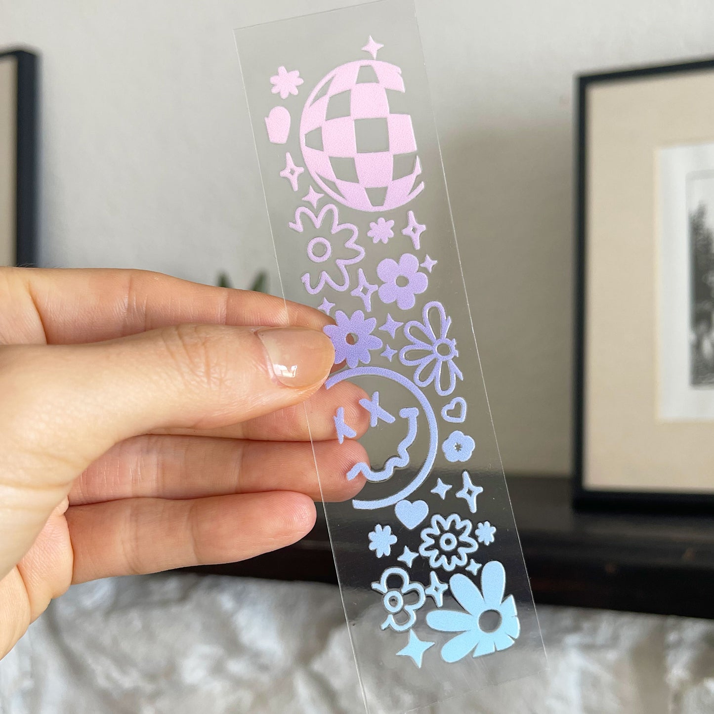 Bookmark UV DTF Decal | Y2K Gradient Smiley