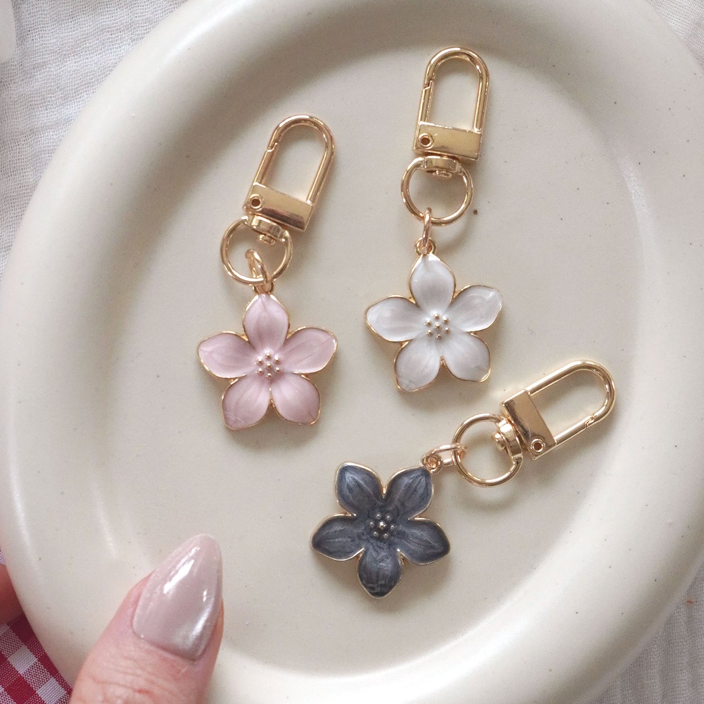 3D Enamel Flower Charm Keychain