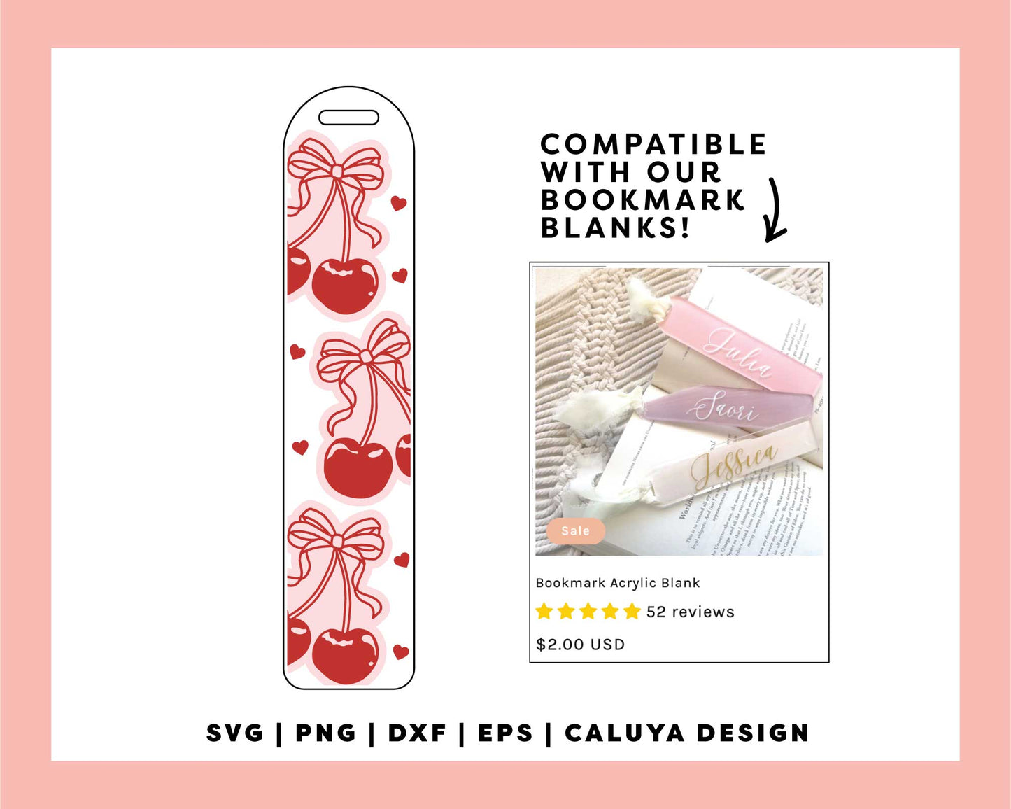 Bookmark Template SVG | Bow Cherry SVG