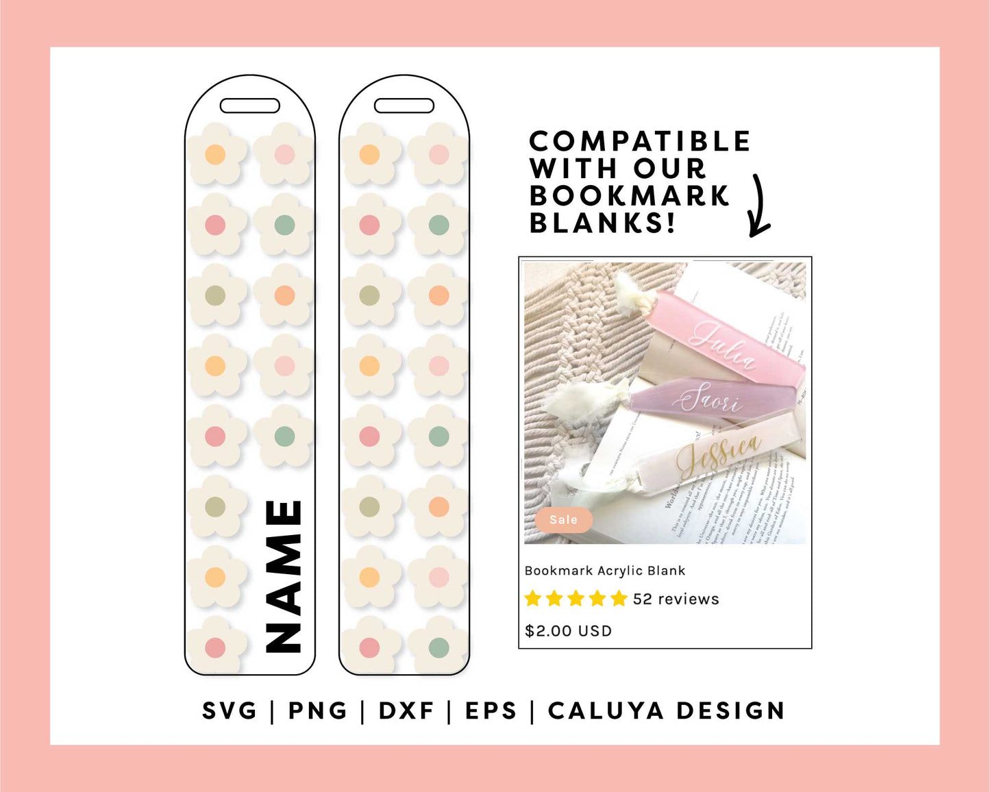 Bookmark Template SVG | Colorful Retro Daisy SVG