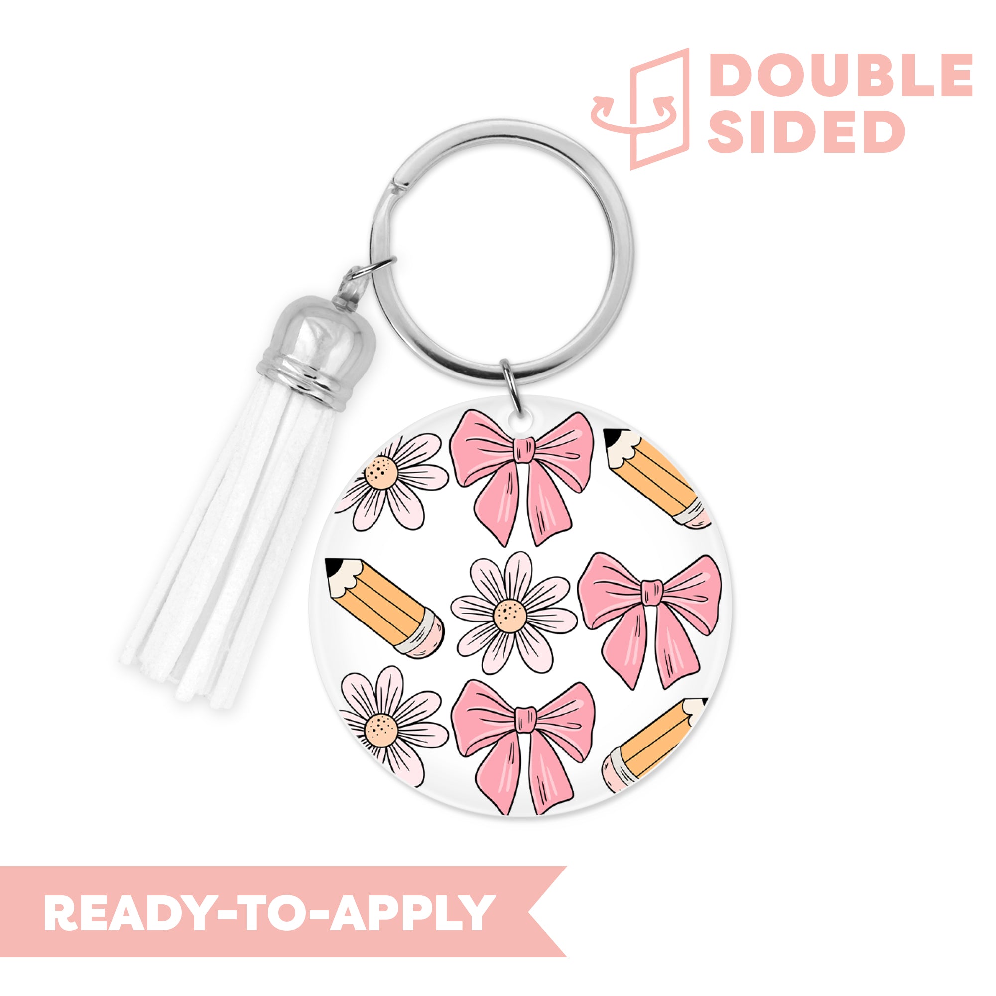 [ Double Sided ] Circle UV DTF Decal | Bow & Pencil – Caluya Design
