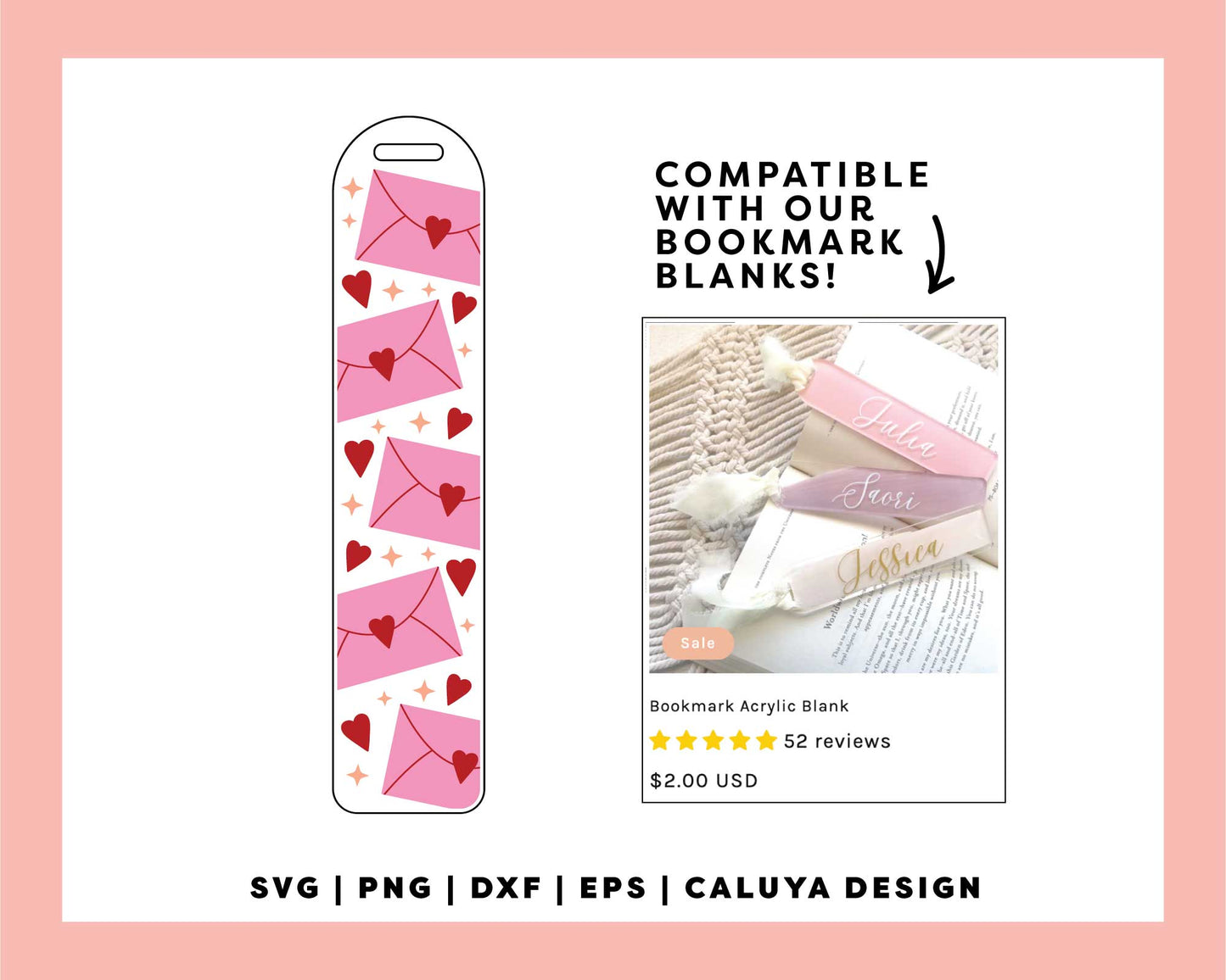 Bookmark Template SVG | Love Letter SVG