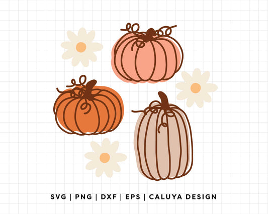 FREE Floral Pumpkin SVG | Cute Retro Fall SVG For DIY Craft