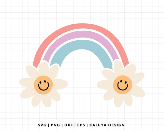 FREE Daisy Rainbow SVG | Retro Rainbow SVG