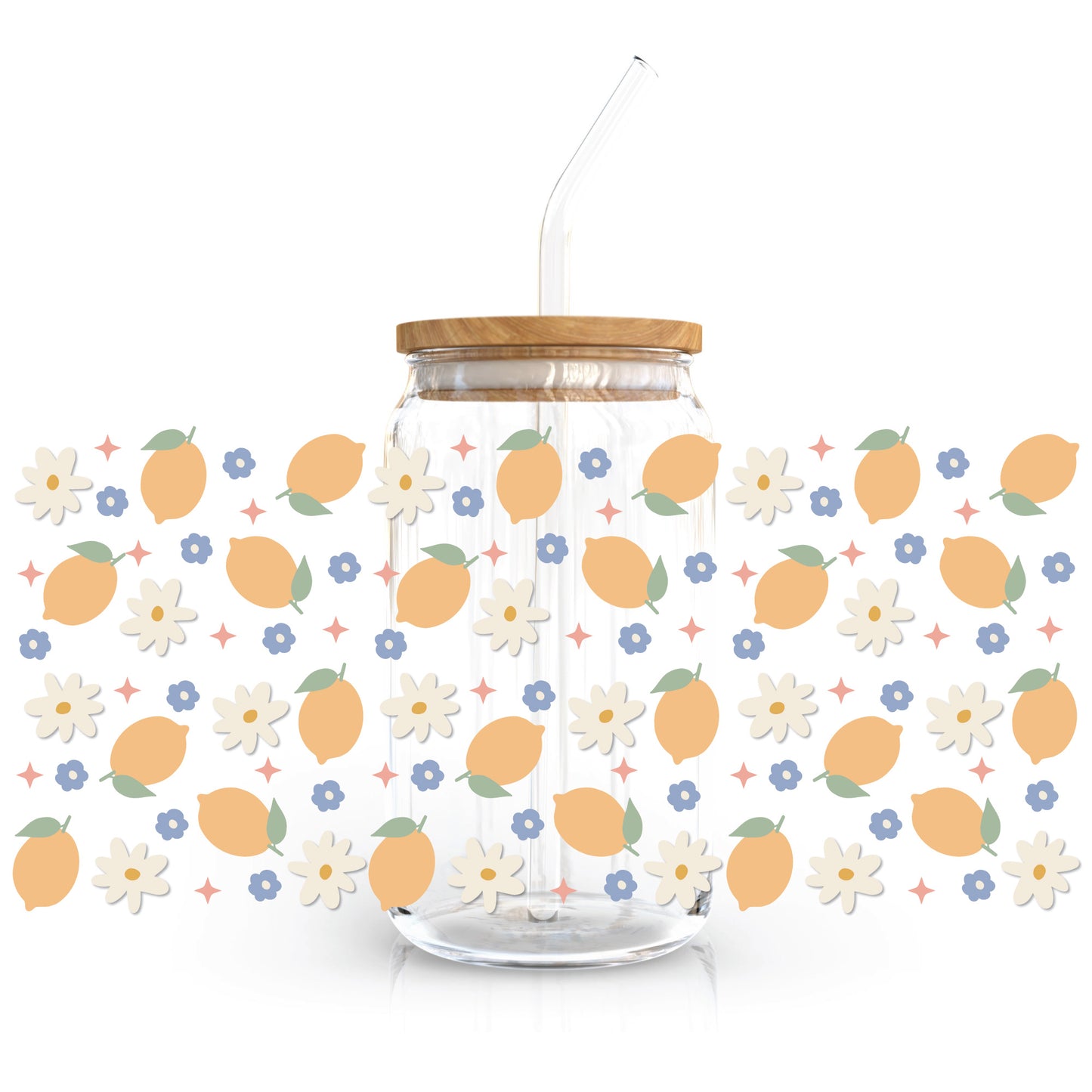 16oz Cup UV DTF Decal | FLoral Lemon