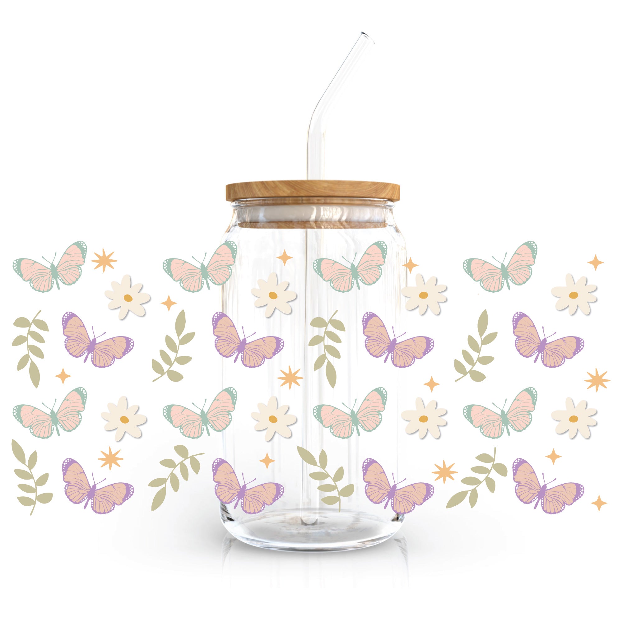 16oz Cup UV DTF Decal  Pastel Butterfly – Caluya Design