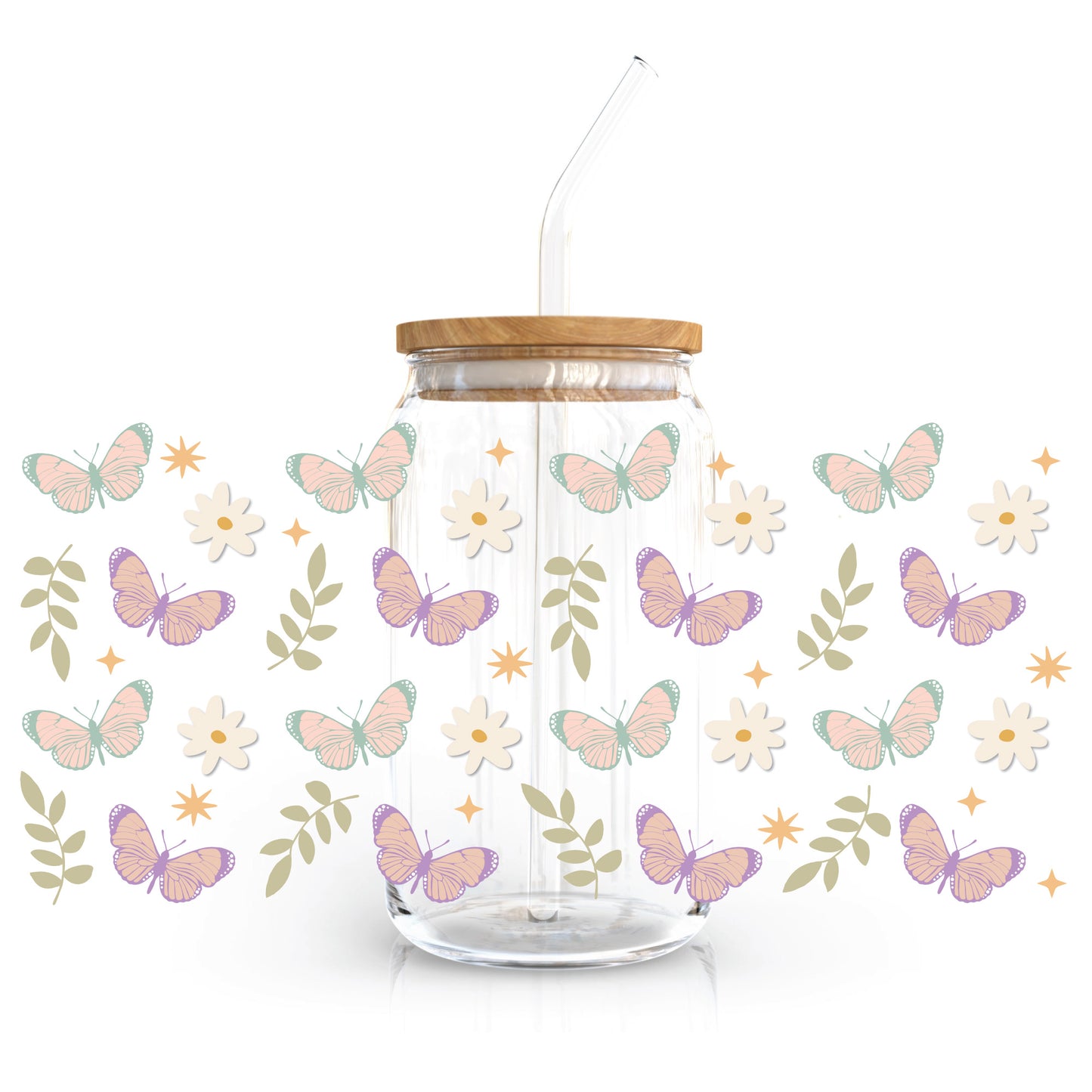 16oz Cup UV DTF Decal | Pastel Butterfly