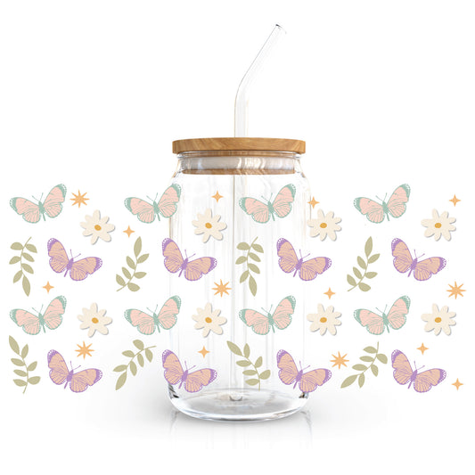 16oz Cup UV DTF Decal | Pastel Butterfly