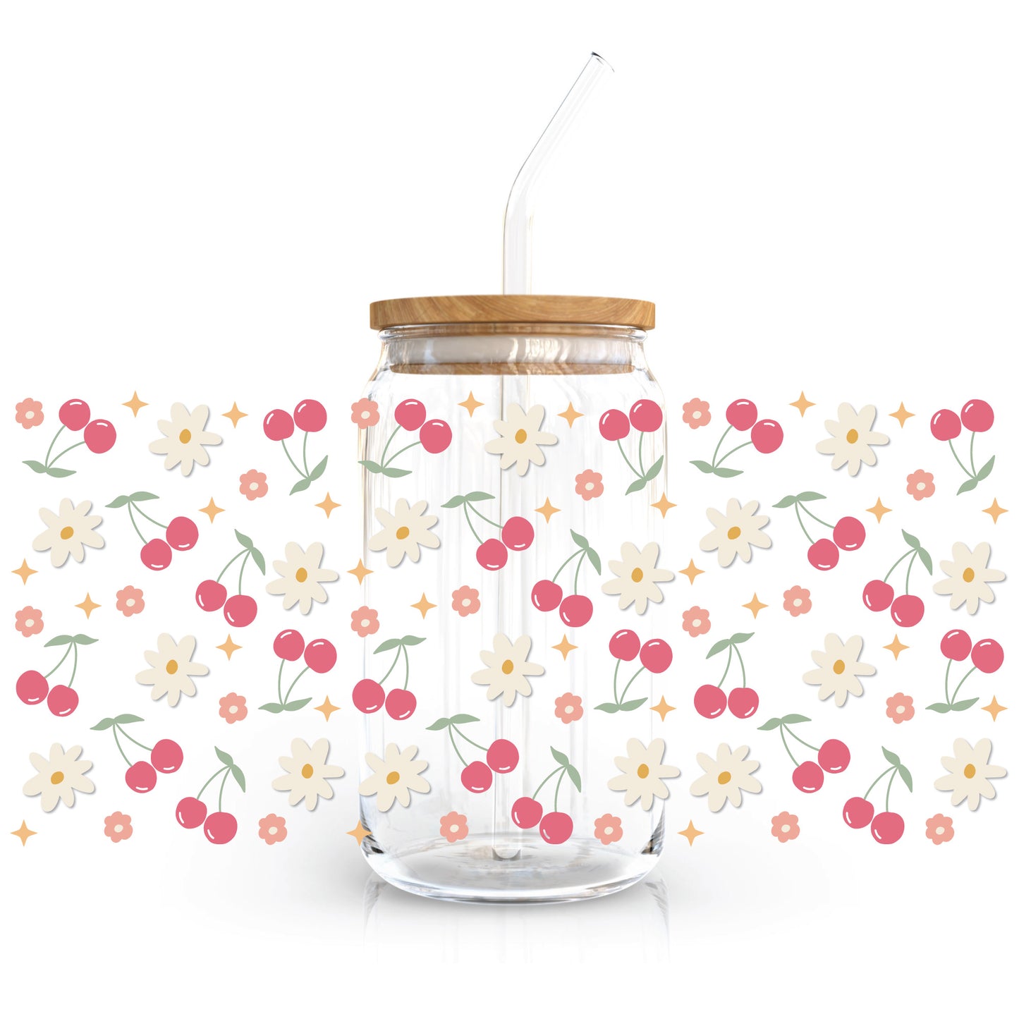 16oz Cup UV DTF Decal | Floral Cherry