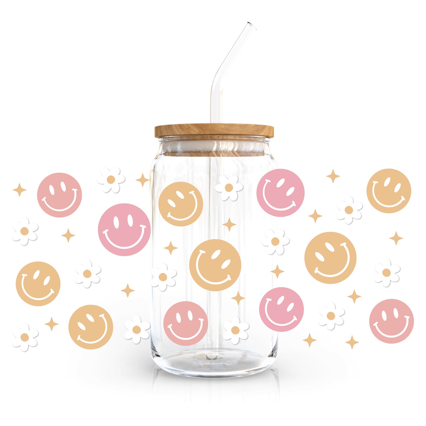 16oz Cup UV DTF Decal | Classic Smiley Face