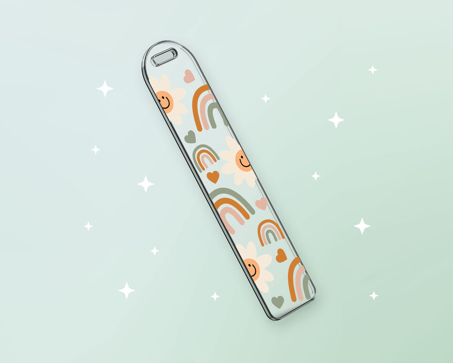 Bookmark Template SVG | Boho Daisy Rainbow Face SVG