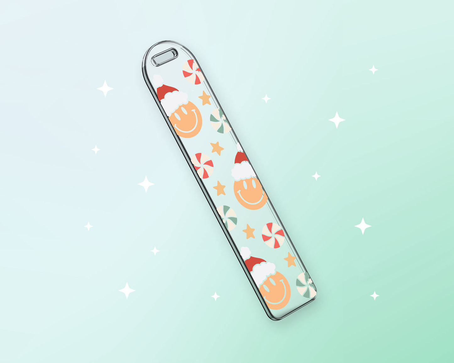 Bookmark Template SVG | Retro Christmas Smiley Face Santa SVG