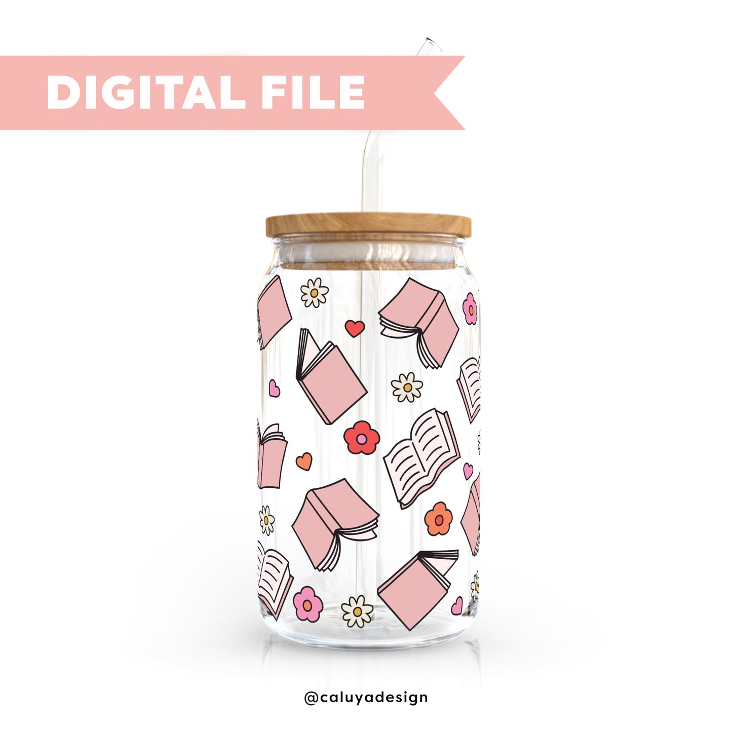 16oz Libbey Can Cup Wrap SVG | Happy Book SVG