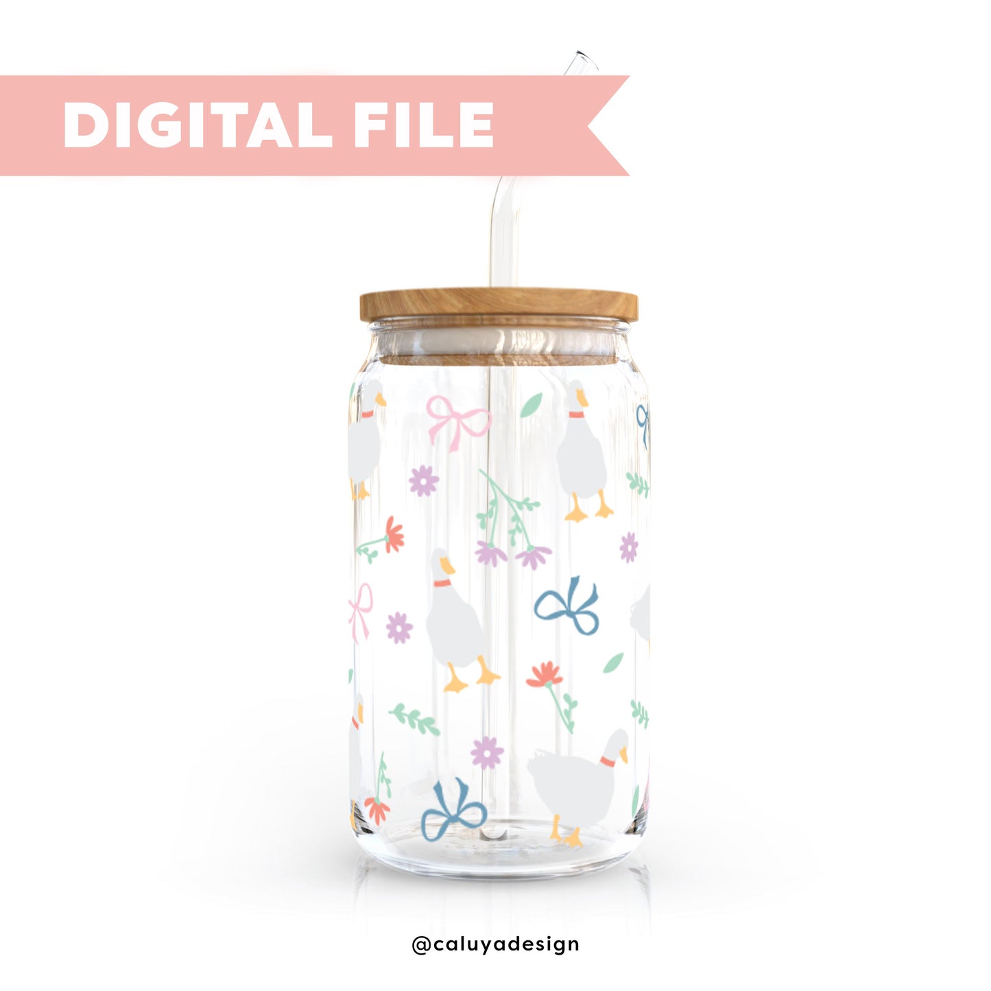 16oz Libbey Can Cup Wrap | Cottage-core Duck SVG