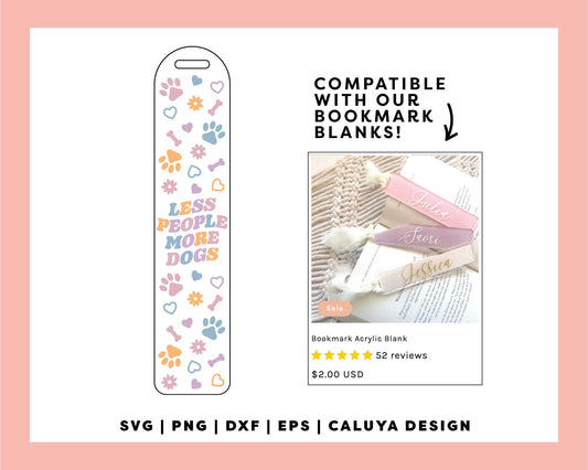 Bookmark Template | Less People More Dogs SVG