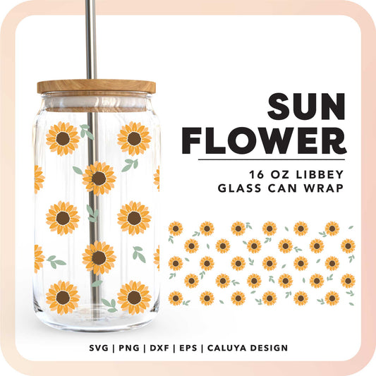 16oz Libbey Can Cup Wrap SVG | Sunflower SVG