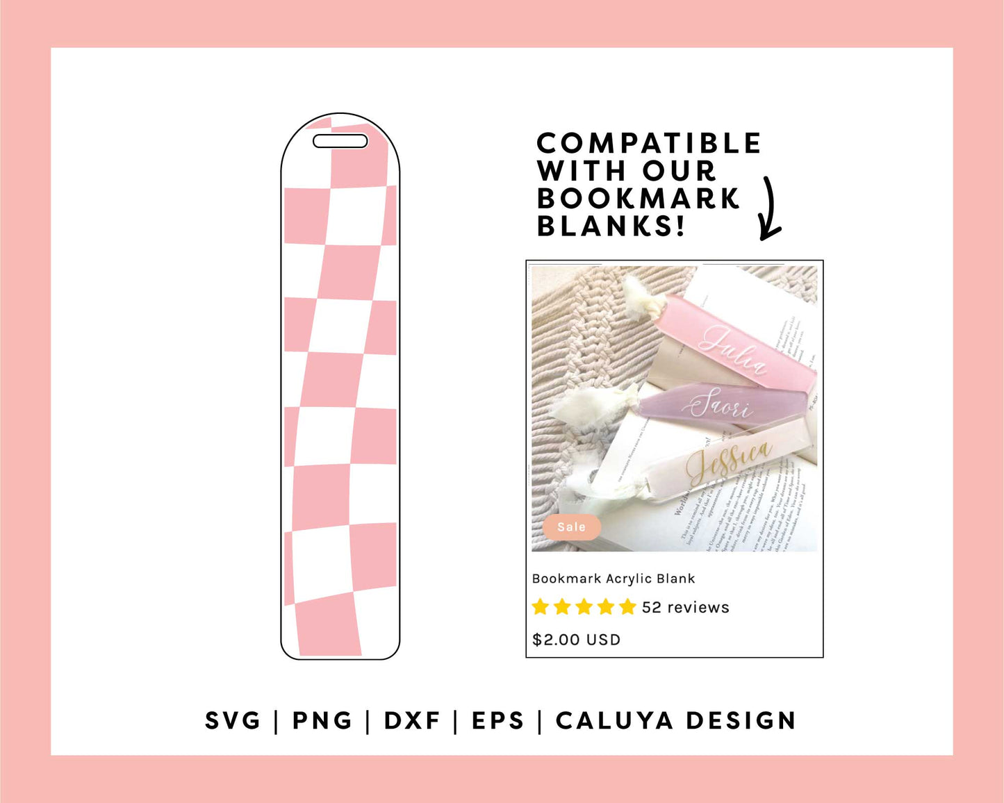 Bookmark Template SVG | Wavy Checkered Bookmark SVG