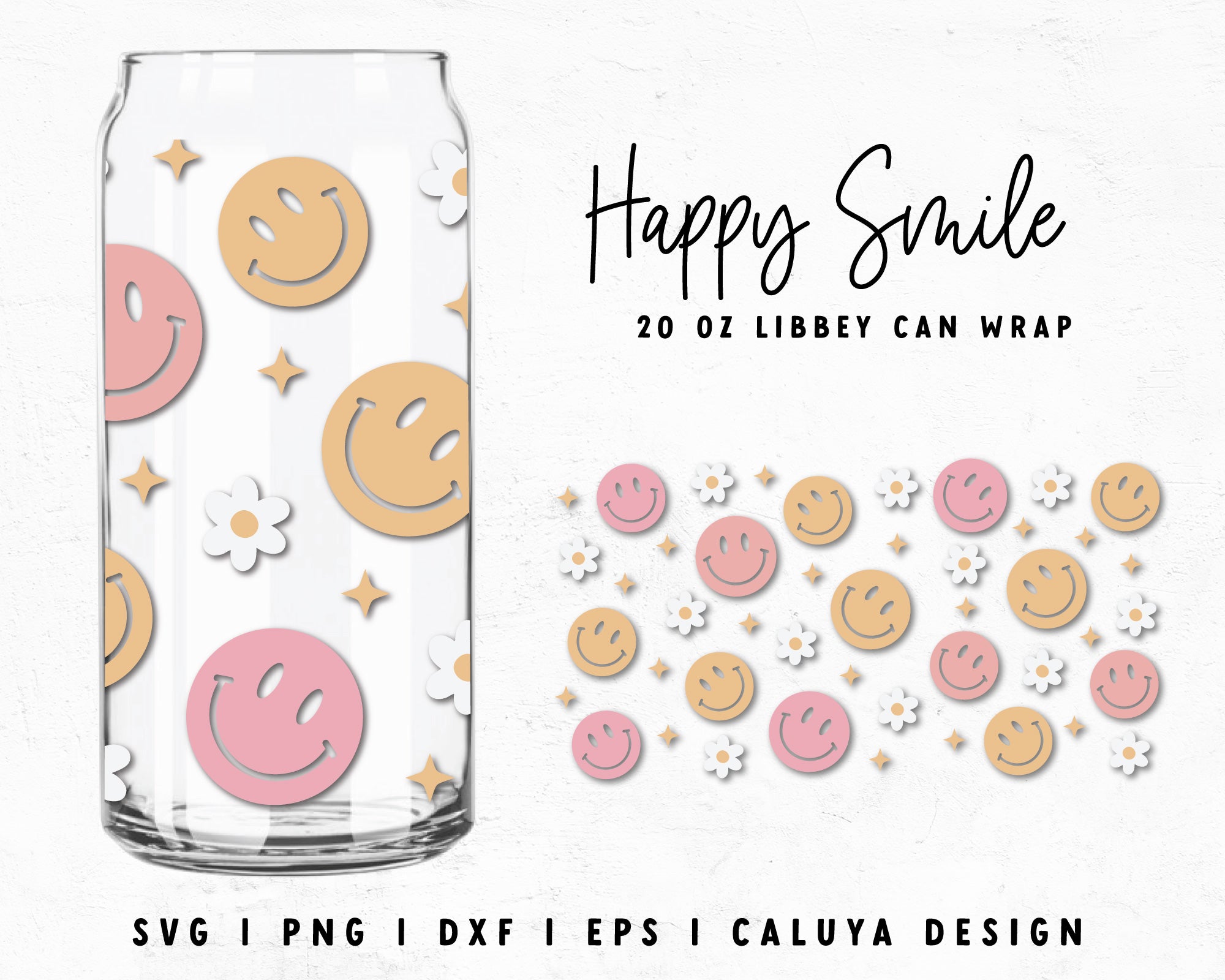 Smiley Face Tumbler Wrap Design For 20 oz