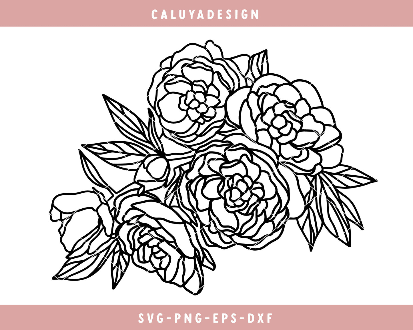 Peony Bouquet 01 SVG For Cut File for Cricut, Cameo Silhouette | Spring Floral Line Art SVG