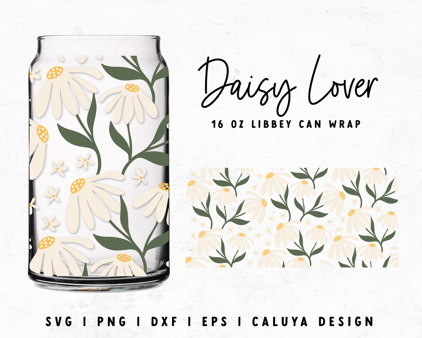 16oz Daisy Libbey Can Cup Wrap Cut File for Cricut, Cameo Silhouette | Free SVG Cut File