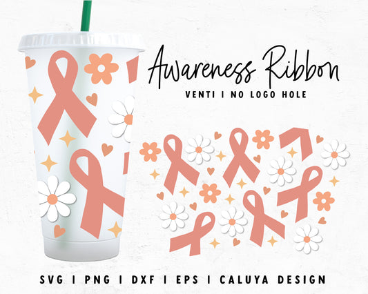 Venti Cup No Hole Ribbons With Flowers Wrap Cut File for Cricut, Cameo Silhouette | Free SVG Cut File