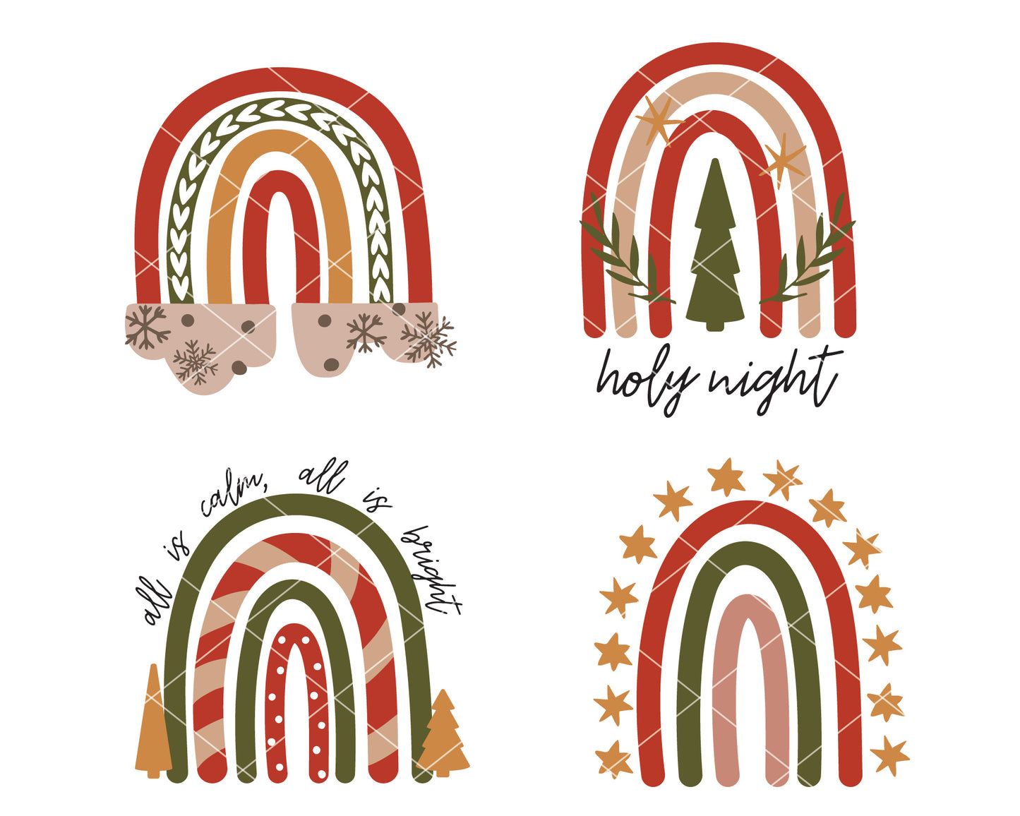 Marry Christmas Boho Rainbow SVG Bundle