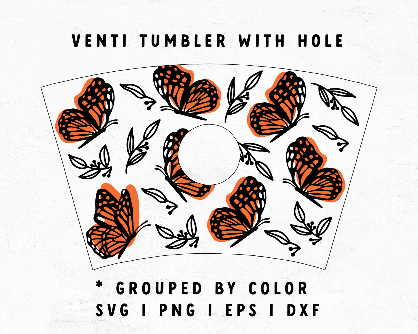 Venti Cup With Hole Butterfly Cup Wrap