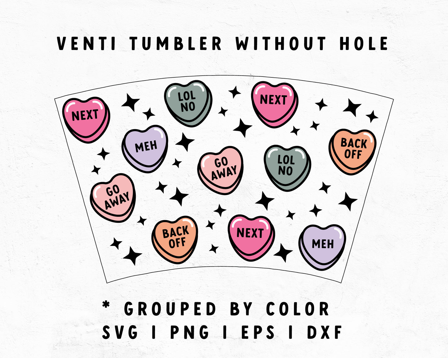 Venti Cup No Hole Funny Heart Candy Wrap
