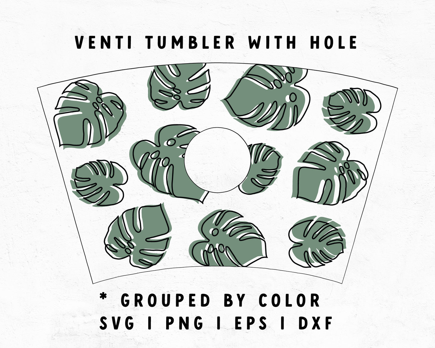 Venti Cup With Hole Monstera Leaf Cup Wrap