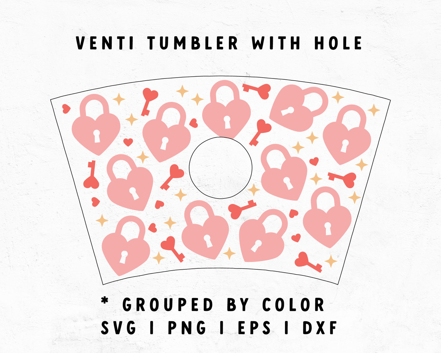 Venti Cup With Hole Heart Lock Cup Wrap