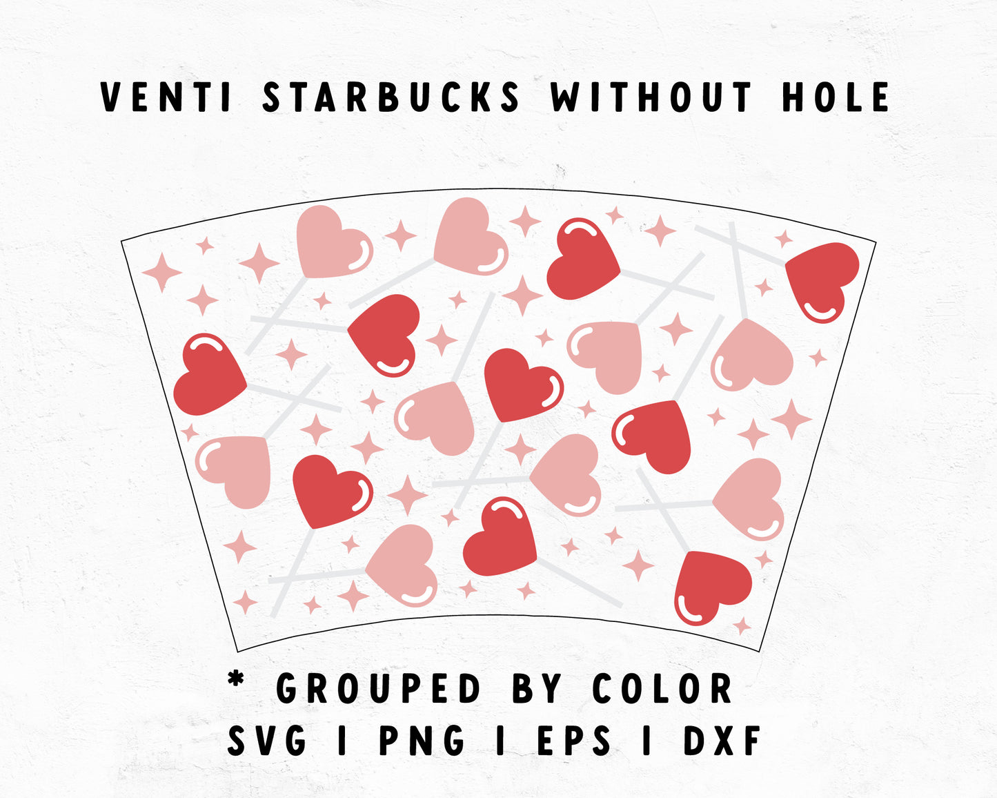 Venti Cup No Hole Heart Lollipop Cup Wrap