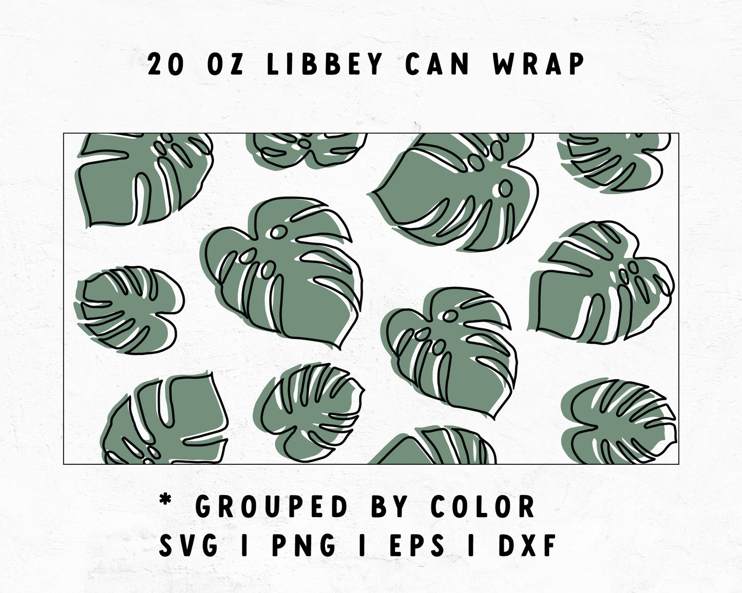 20oz Libbey Can Monstera Leaf Cup Wrap