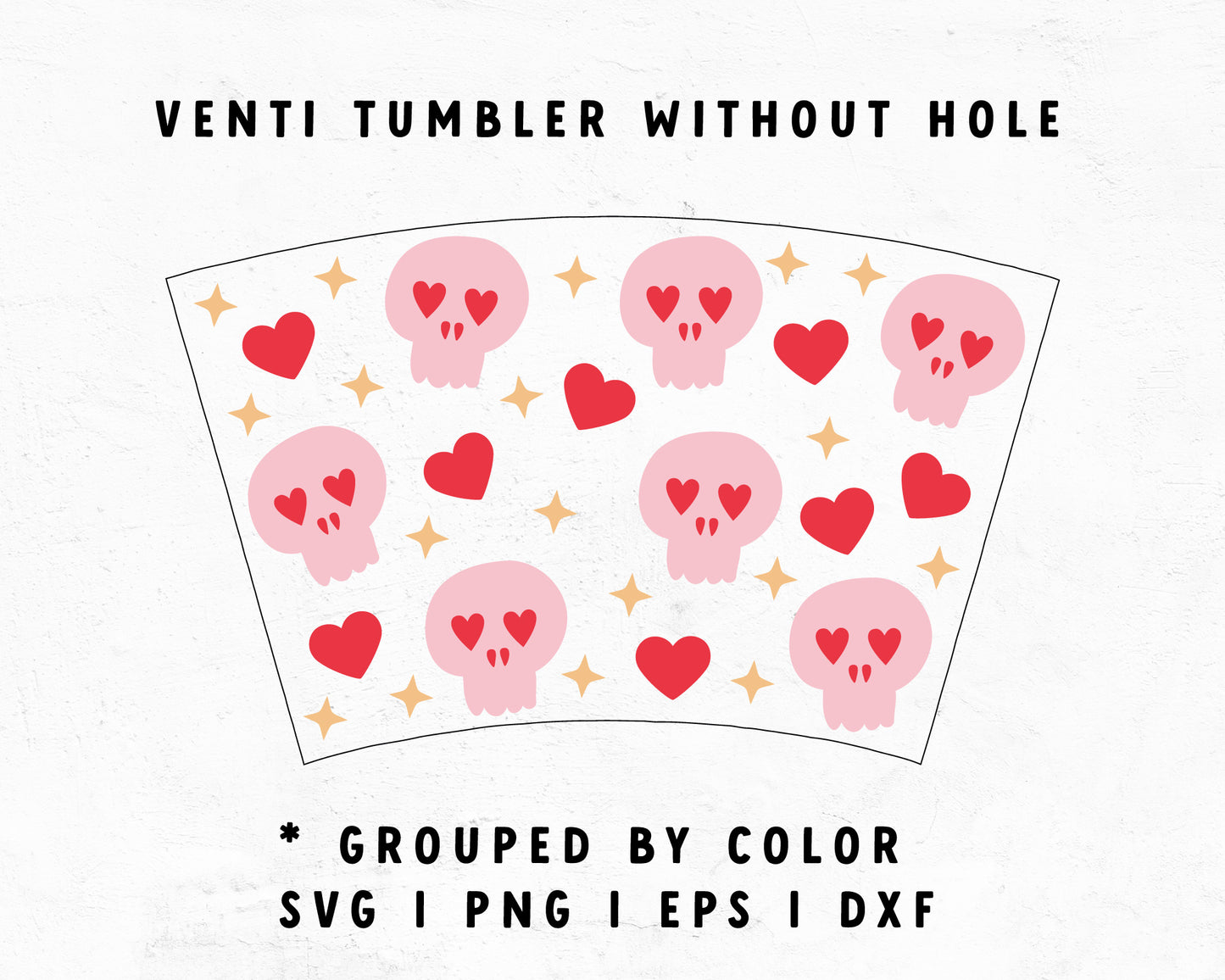 Venti Cup No Hole Skull In Love Wrap