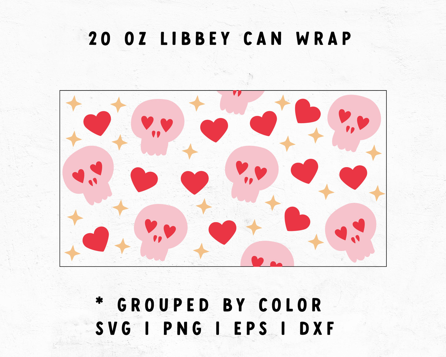 20oz Libbey Can  Skull In Love Wrap