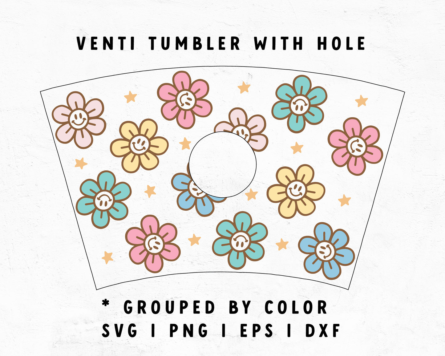 Venti Cup With Hole Smiley Face Flower Cup Wrap