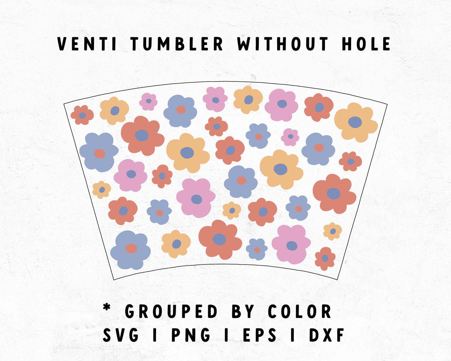 Venti Cup No Hole Retro Cute Flower Cup Wrap