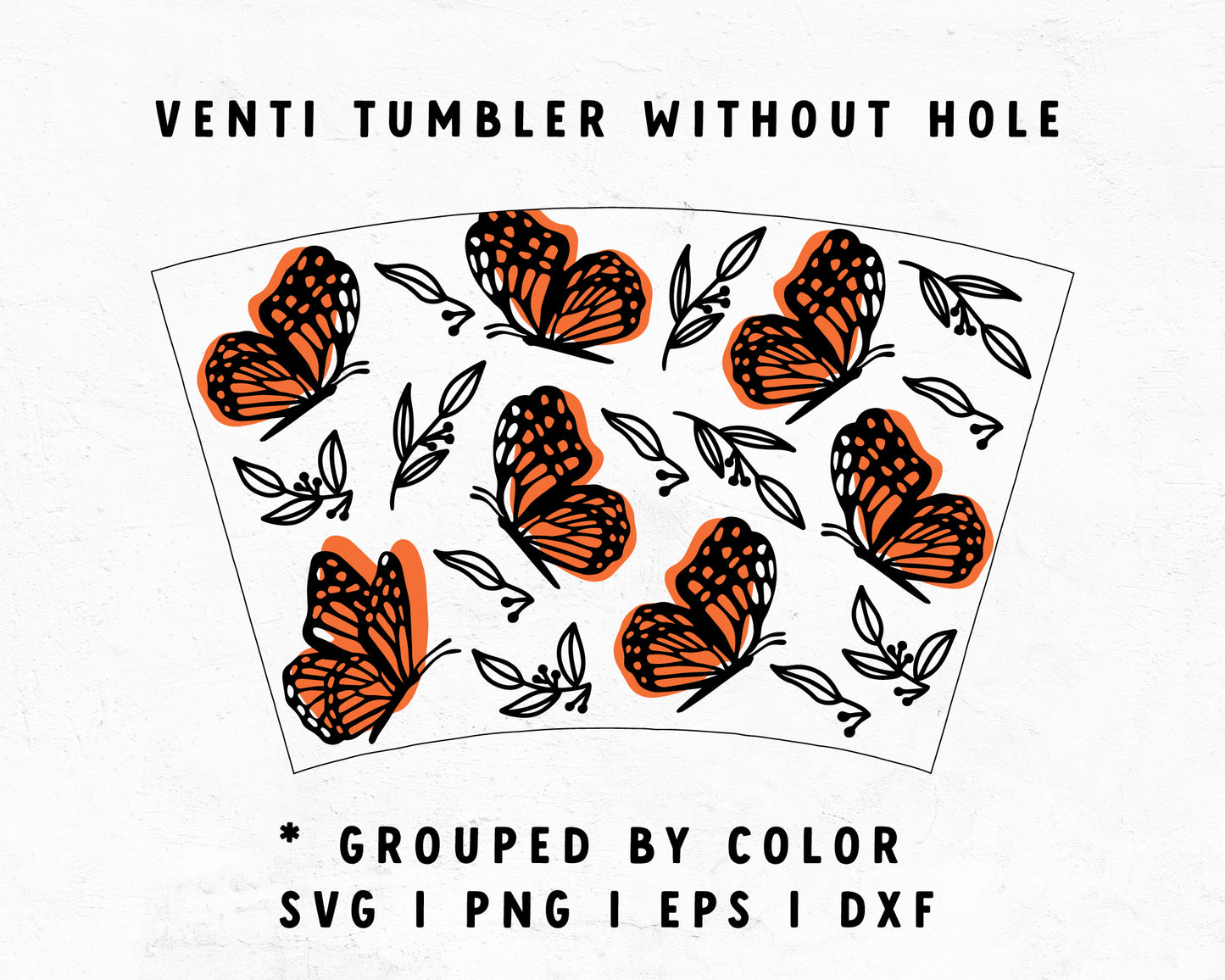 Venti Cup No Hole Butterfly Cup Wrap