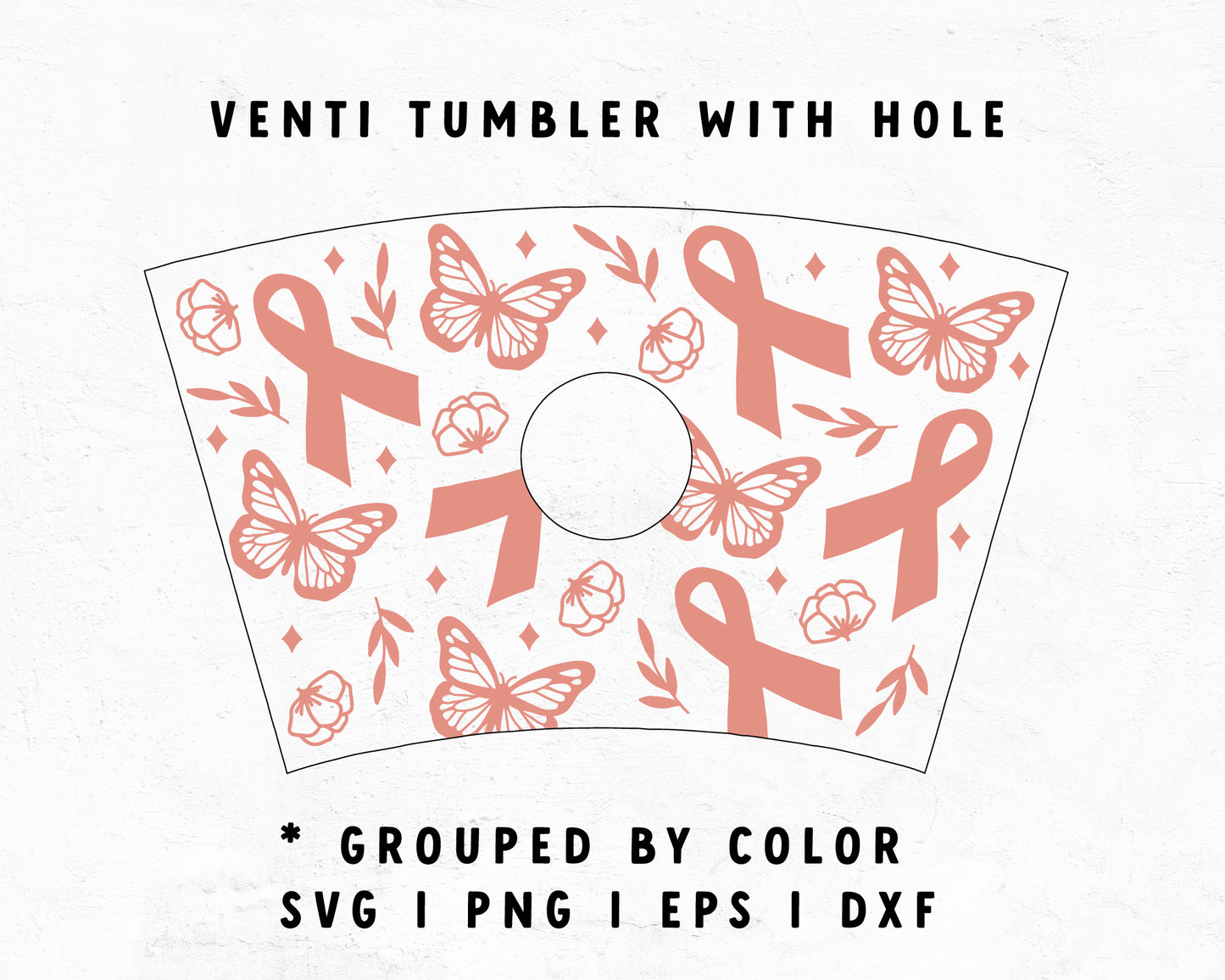 Venti Cup With Hole Ribbons With Butterflies Wrap