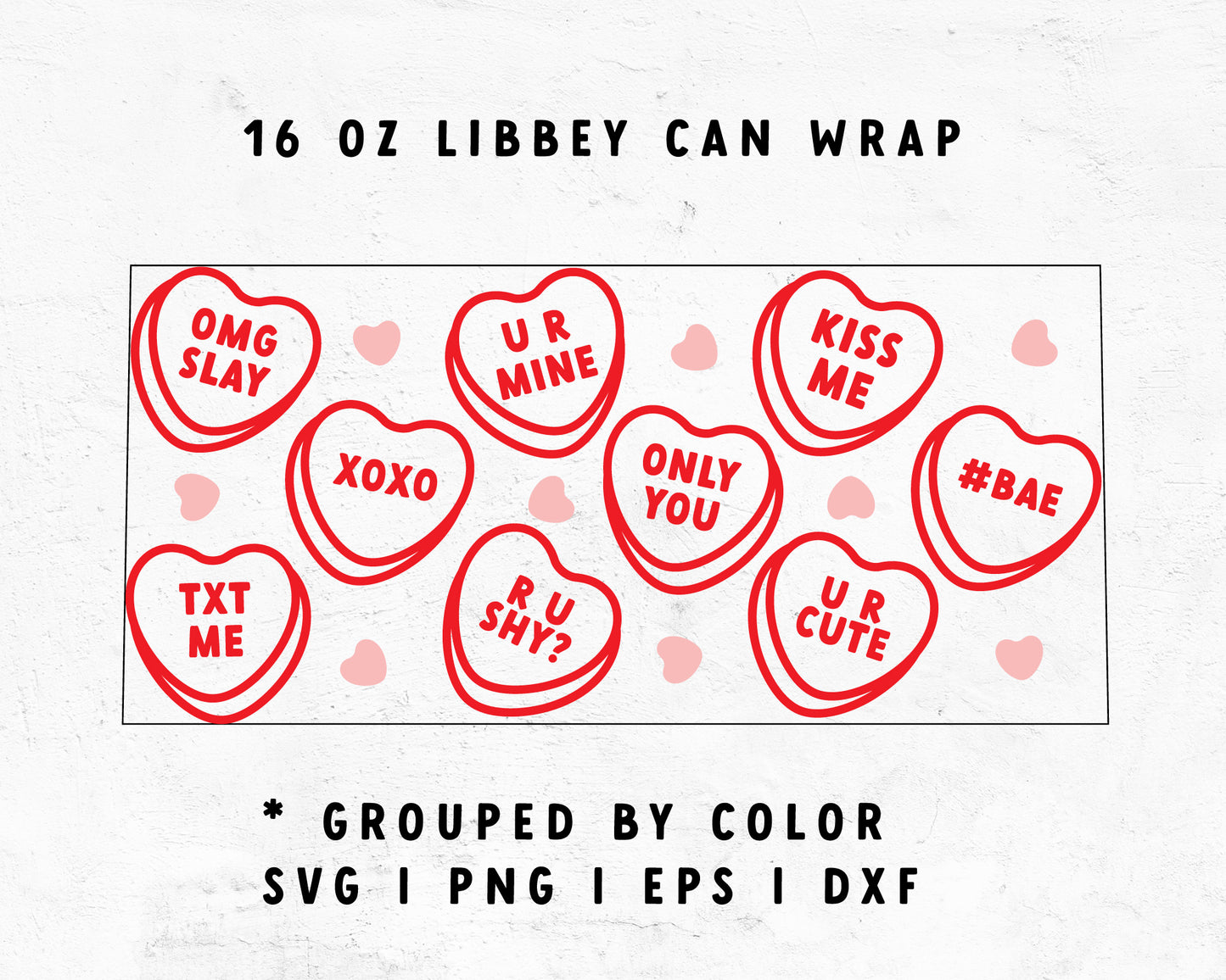 16oz Libbey Can Heart Candy Outline SVG