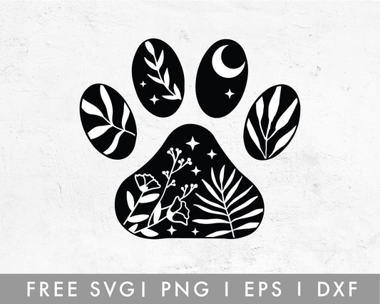FREE Dog Mom SVG | Botanical Dog Paw SVG Cut File for Cricut, Cameo Silhouette | Free SVG Cut File