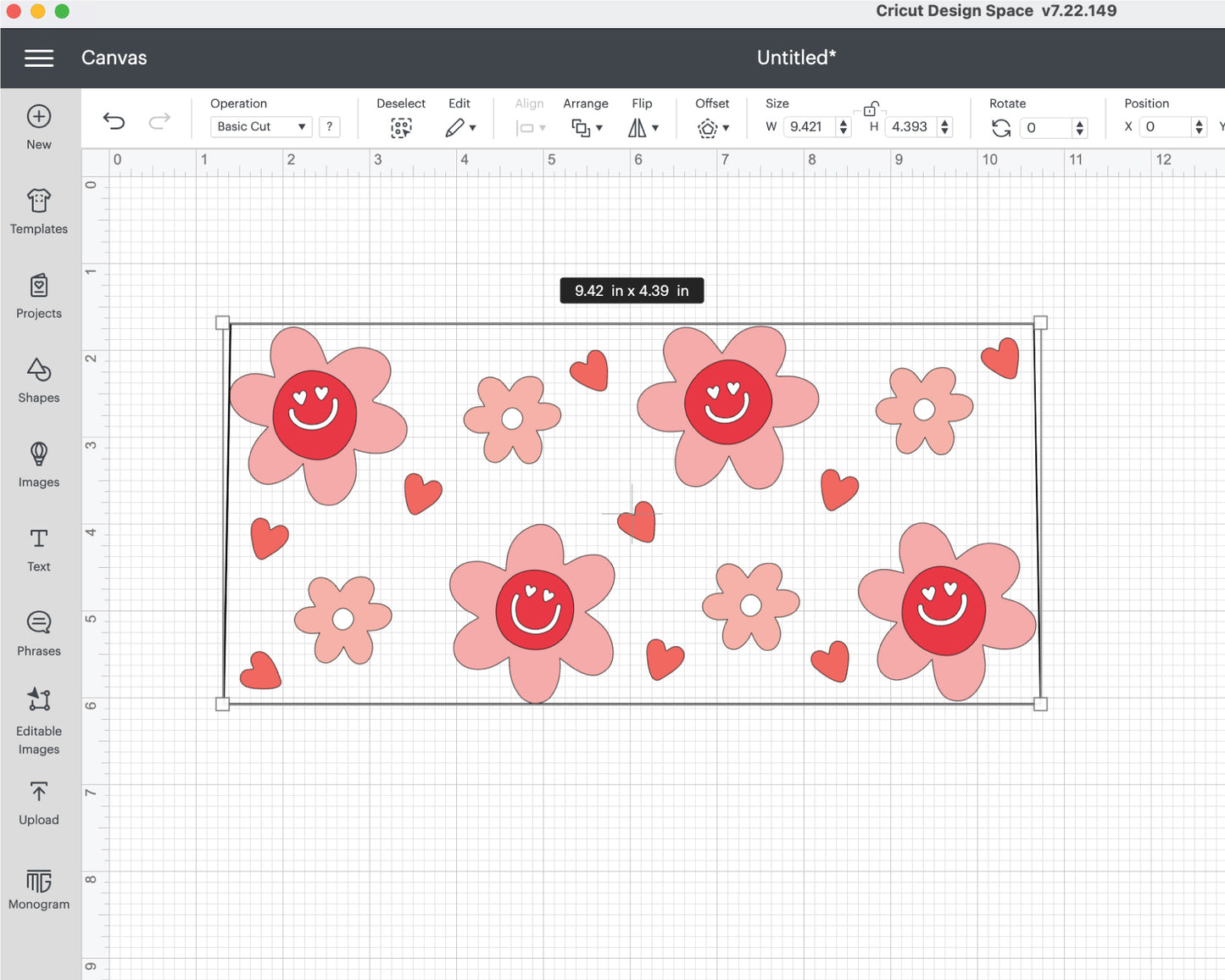 Venti Cup No Hole Valentine Retro Flower Wrap SVG