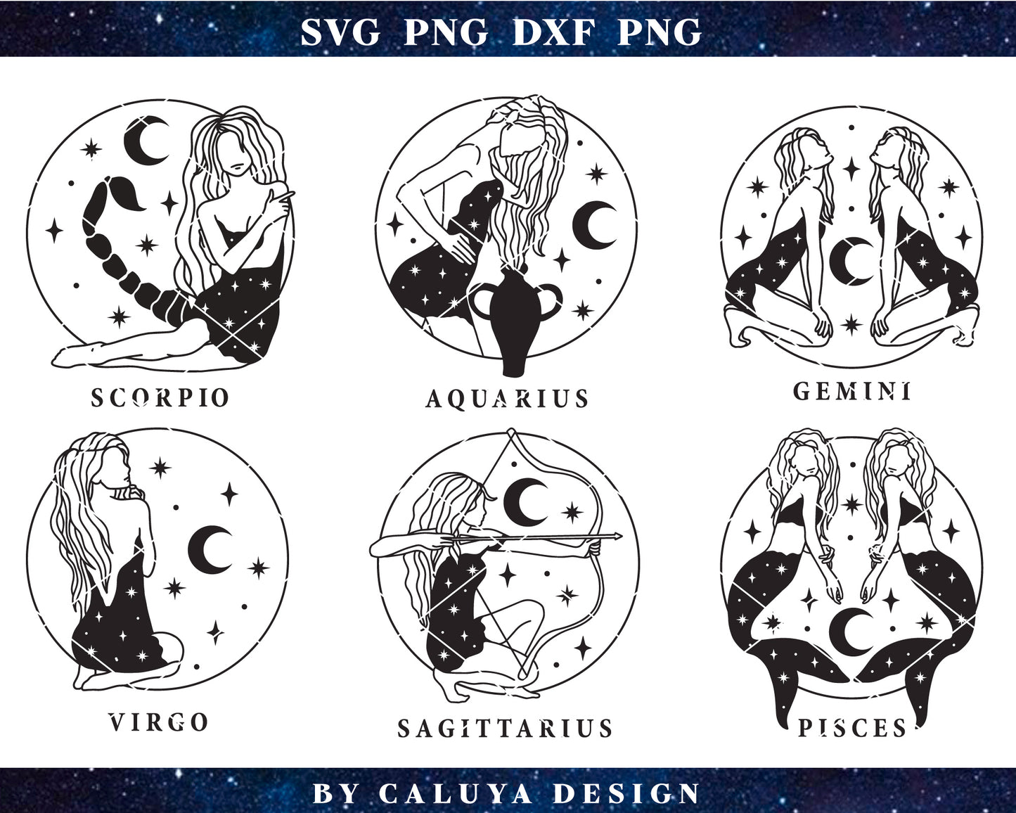 Zodiac Goddess SVG Bundle