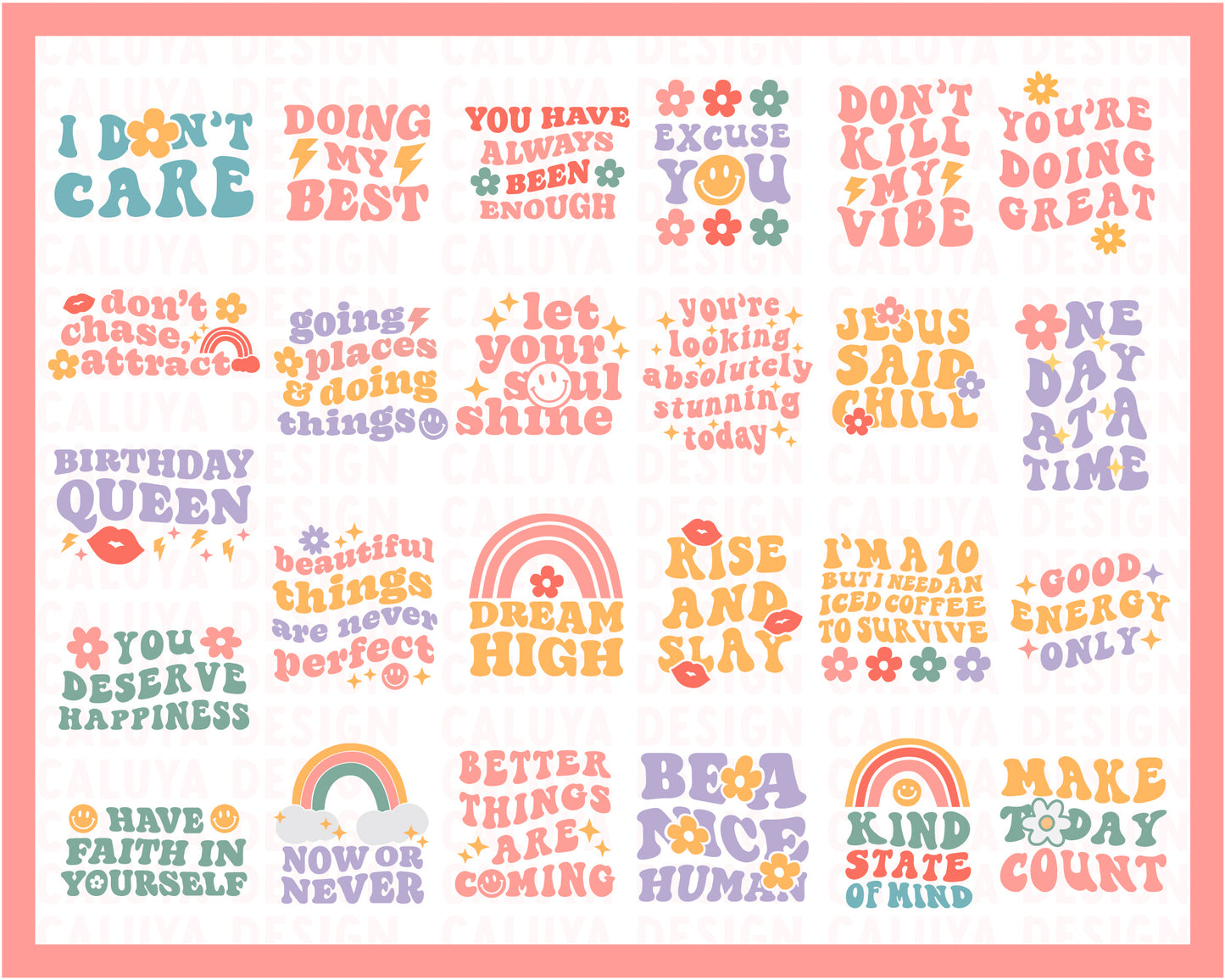 Wavy Groovy SVG Bundle | 50 Retro & Happy SVG Designs