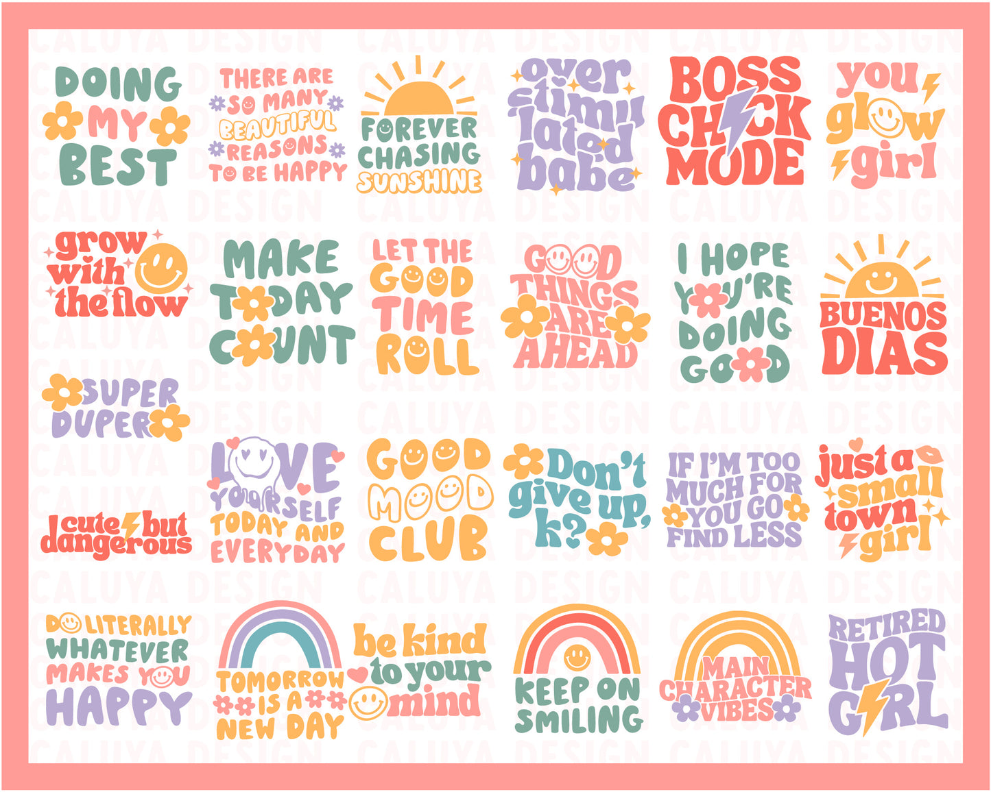 Wavy Groovy SVG Bundle | 50 Retro & Happy SVG Designs