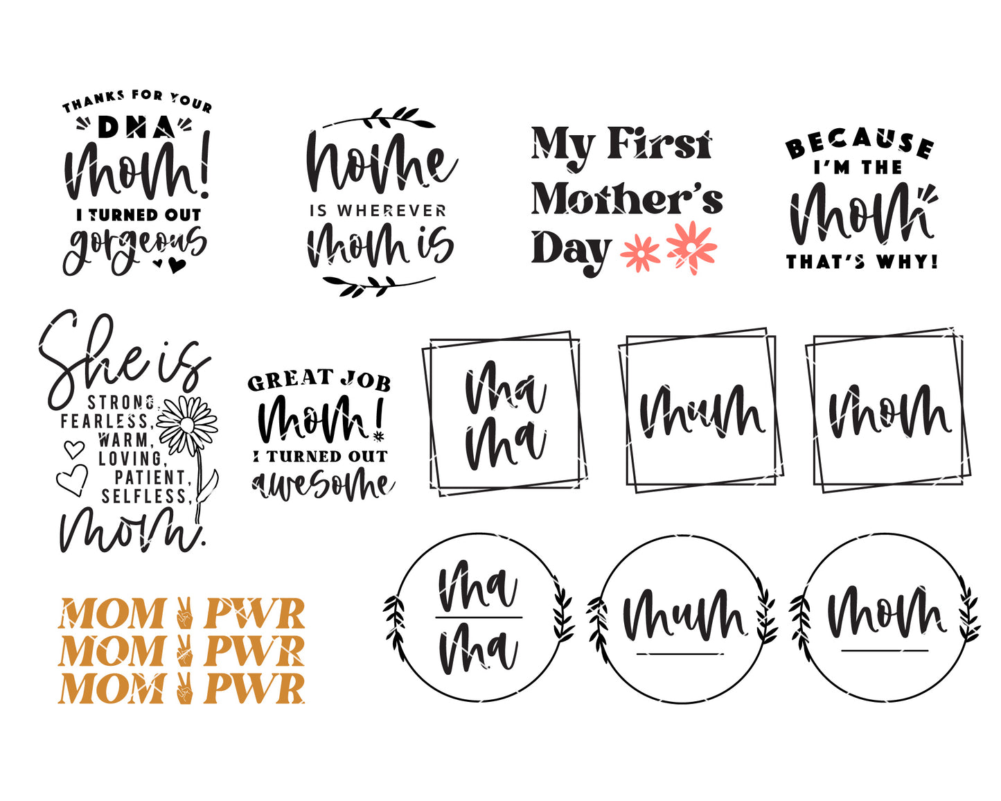 Mom, Love U! Quote SVG Bundle | 25 Pack