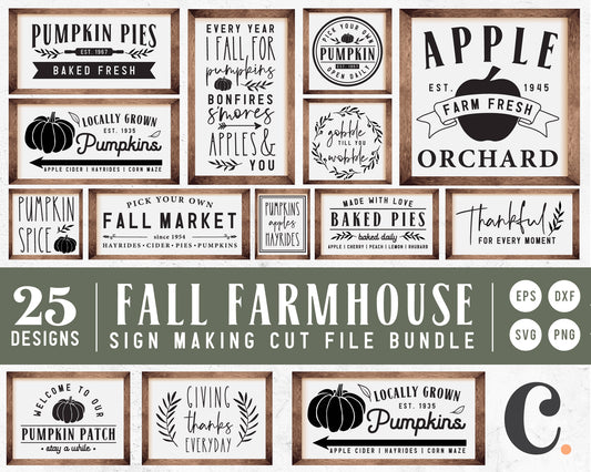 Fall Farmhouse Sign Making SVG Bundle