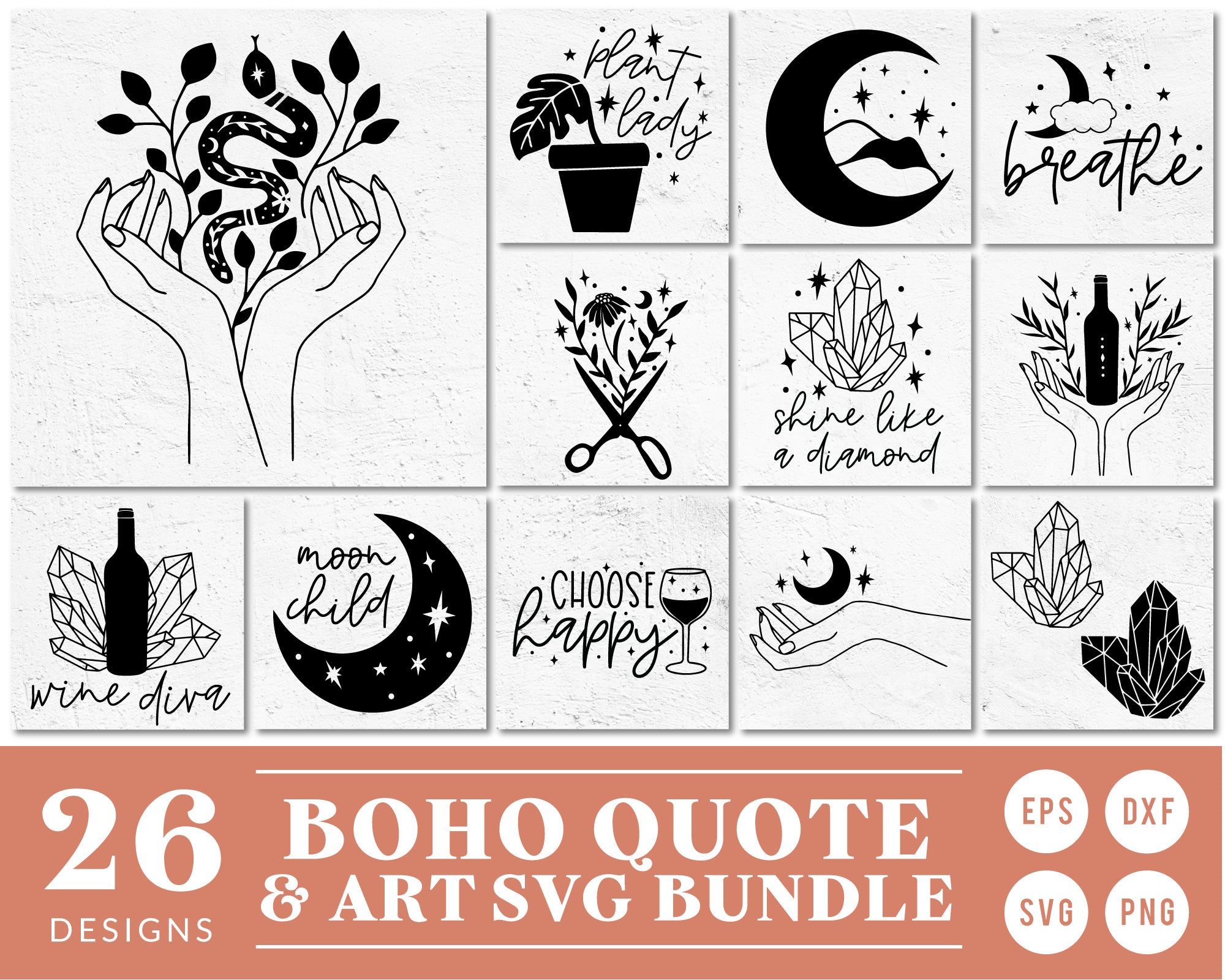 Boho Stickers Svgboho Inspirational Quote Bundle Svgdigital 