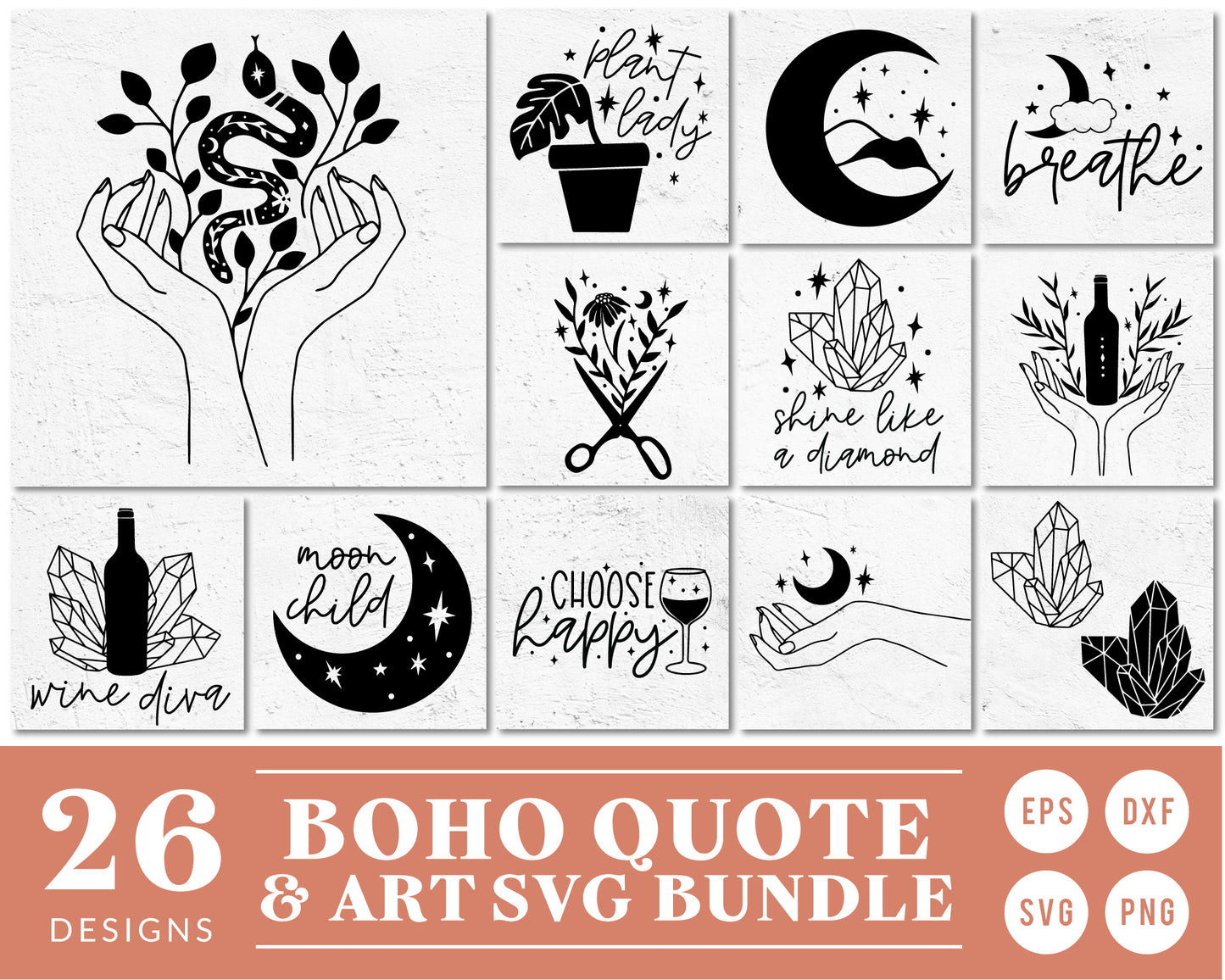 Boho Quote & Clipart SVG Bundle