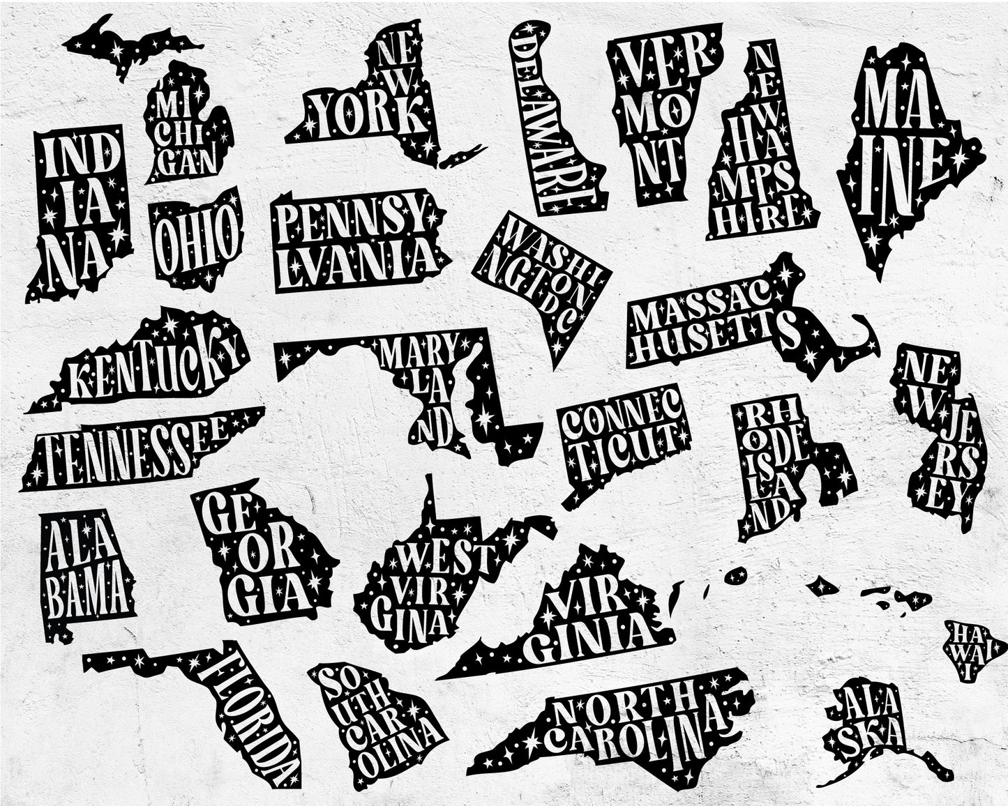 Sparkle 50 State + DC Shape SVG Bundle